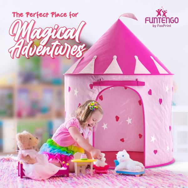 Princess Castle Play Tent with Glow in the Dark Stars Folds - Image 2